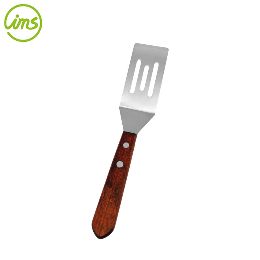 Mini Stainless Steel Slotted Turner – Serving Spatula with Beechwood Handle
